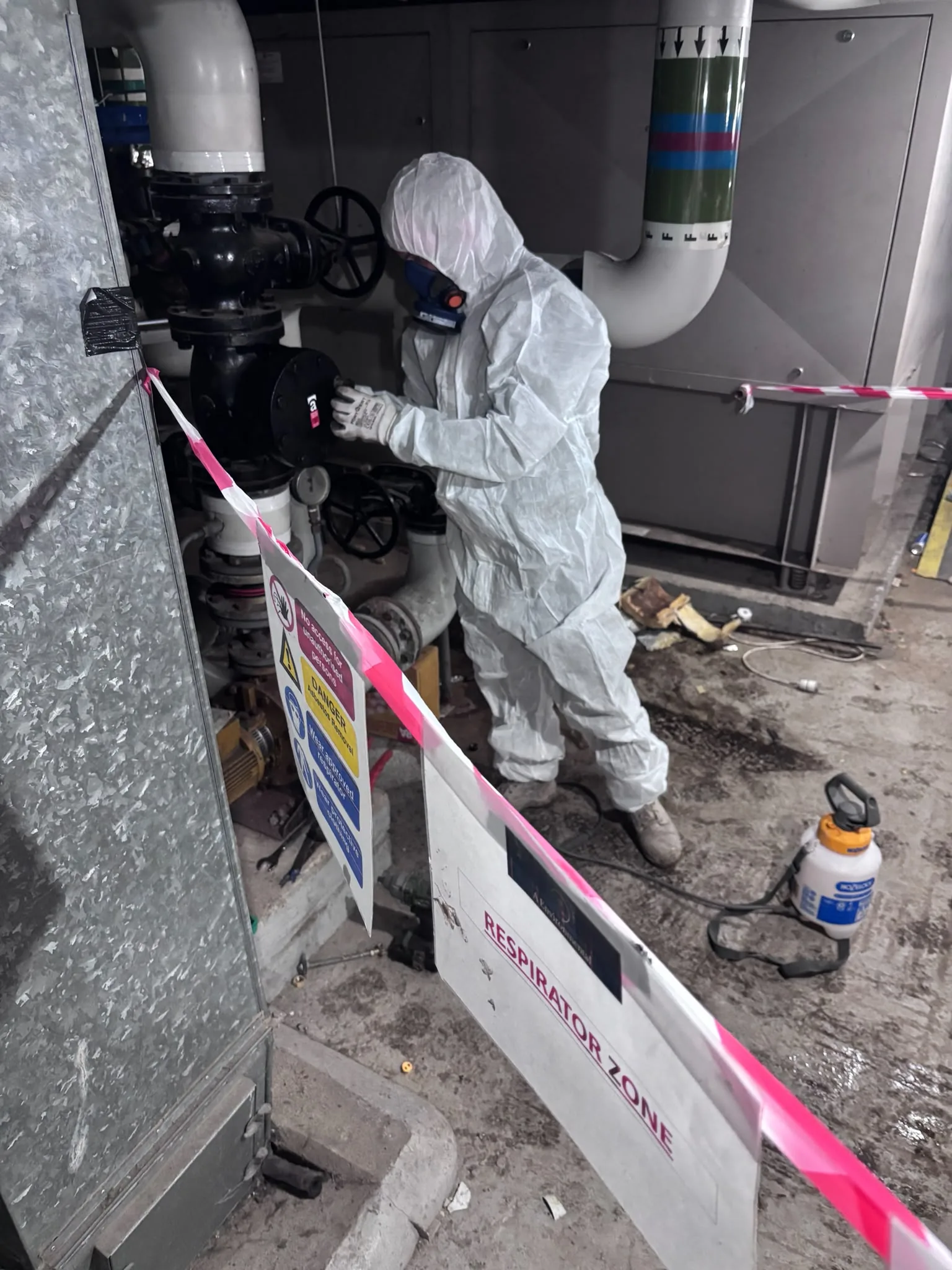 Asbestos artex removal from concrete soffit in Clapton